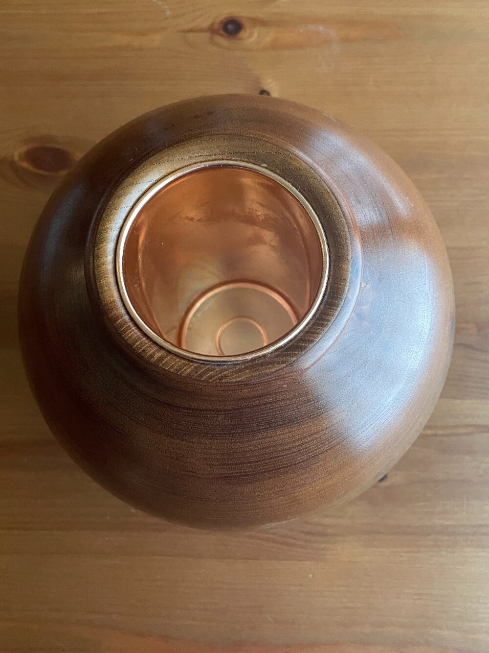 Gorgeous Hand Turned Cedar Vase with Copper Insert - 8 in H x 8 in W
